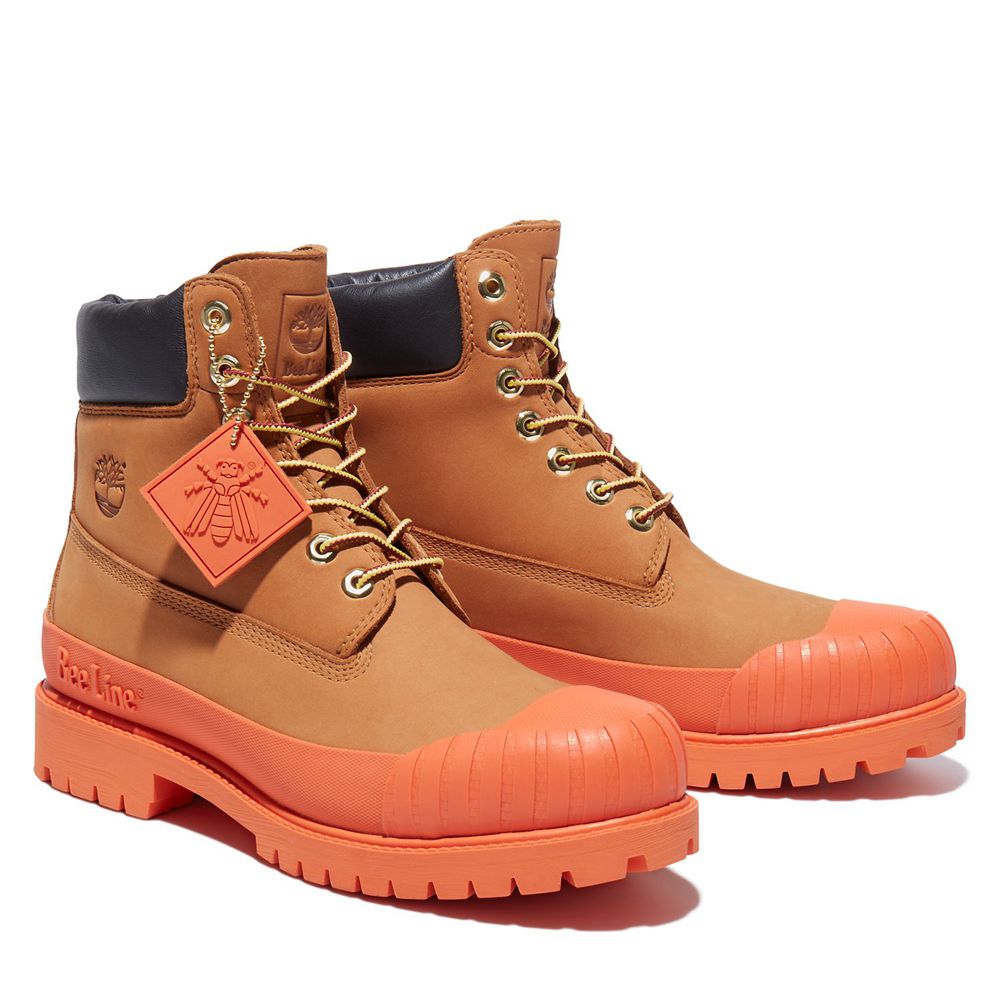 Timberland 6-Inch Μποτακια Ανδρικα Καφε/Πορτοκαλι - Bee Line X Waterproof Rubber Toe - Greece 493567